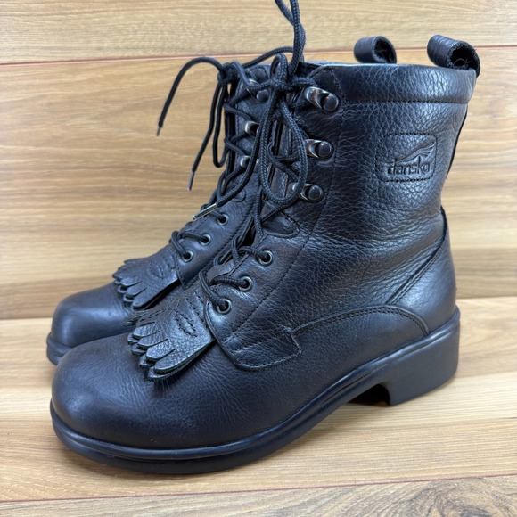 Dansko Shoes - DANSKO Kiltie Boots Womens 6 EU 36 Vintage 90's Black Leather Lace Up Comfort
